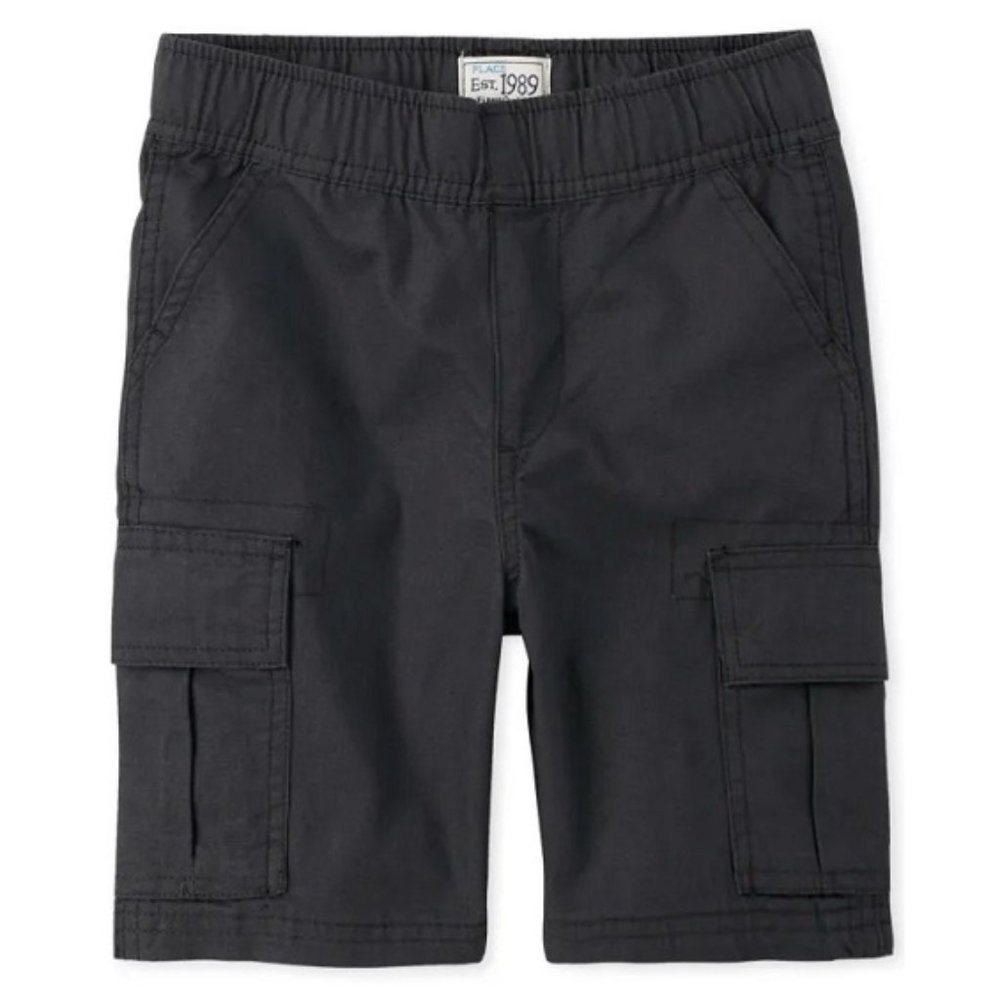 NEW Boys Children's Place Pull On Cargo Shorts 12 Slim NWT Black Elastic Waist
